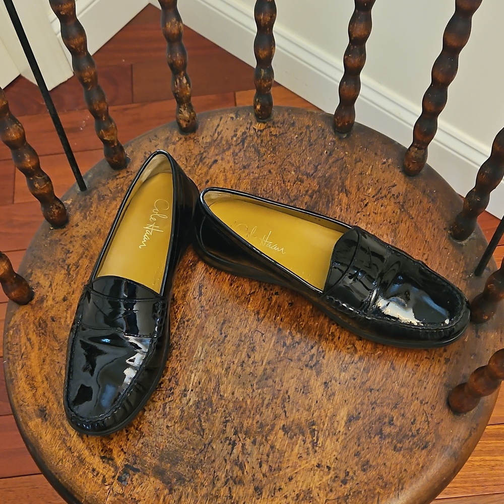 Cole Haan Black Patent Leather Women’s Penny Loafers